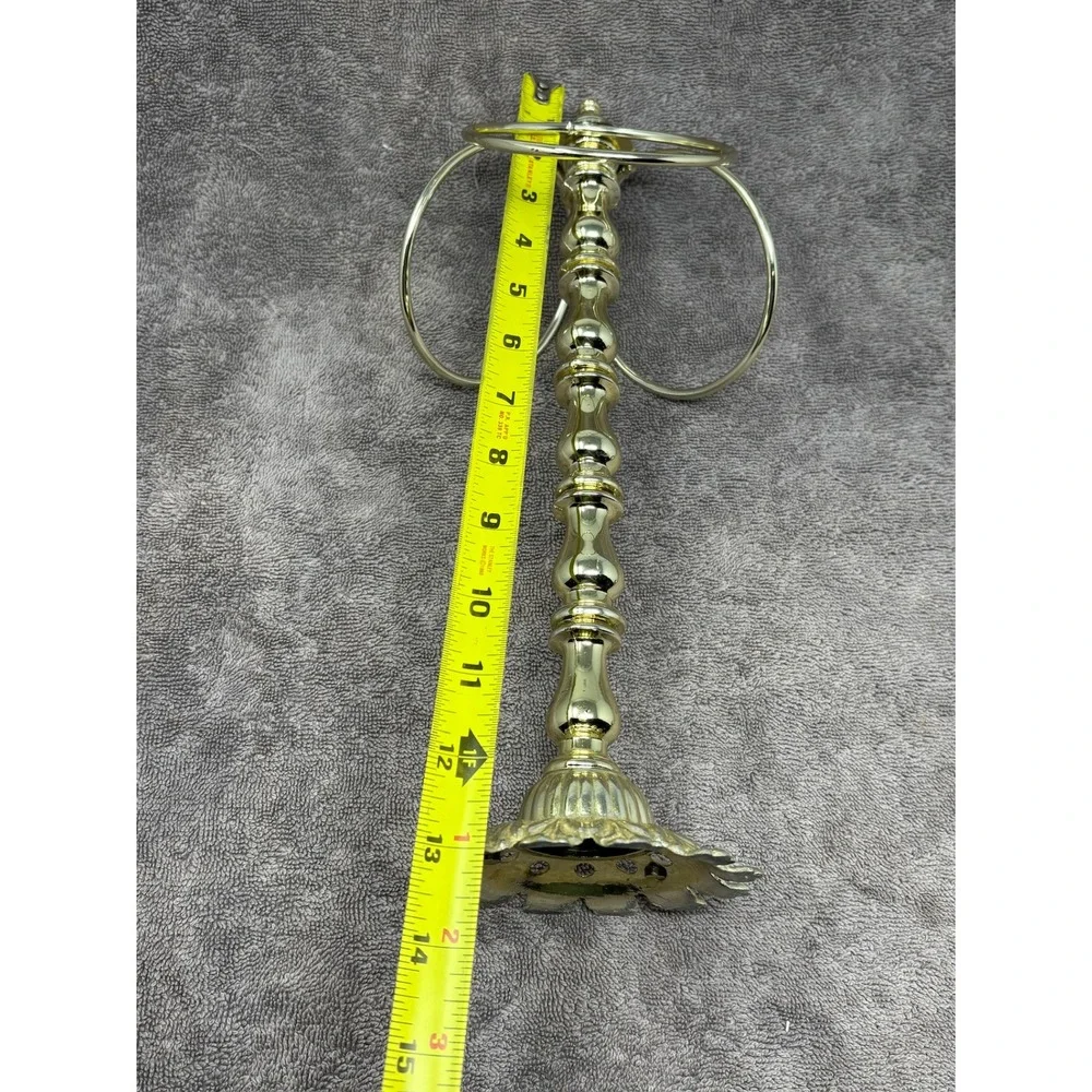 Vintage Gold Tone Metal Fingertip Towel Holder Stand 13